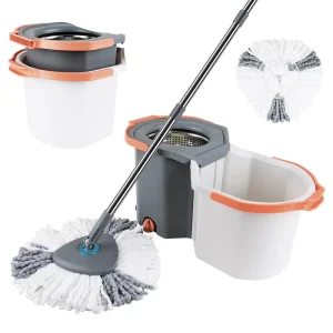 Swivel-Head Mop and Bucket with Wringer Set for Tile, Laminate, and Marble Floors