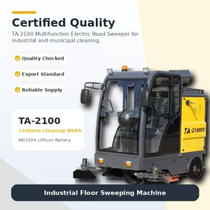 TA 2100 Multifunction Electric Road Sweeper 2100mm Cleaning Width Industrial Floor Sweeping Machine for Factory Warehouse Street