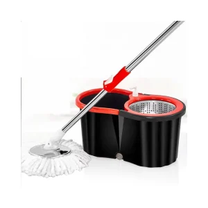 TK Super Mop Set Extended 1.23m Stainless Steel Pole 2 Microfiber Mop Heads 360 Rotating Mop Self Wringer Dual Drive Bucket