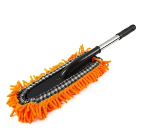 Telescopic Chenille Car Duster Microfiber Head + Stainless Steel Pole Ideal for Auto Body Windows & Roof Cleaning