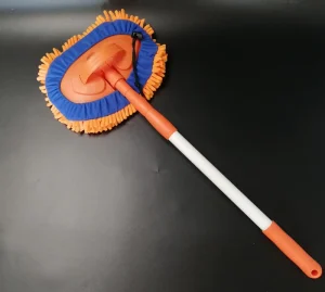 Telescopic Chenille Mop with Soft Orange Fiber Head and Extendable Pole for Roof and Wheel Wells
