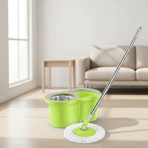 Telescopic Handle Dual-Drive Double-Spin Microfiber Mop 360° Rotating Head Stainless Steel Tray 80-90% Dehydration Rate