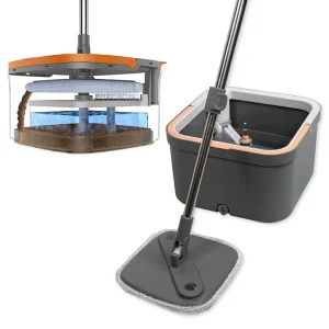 Telescopic Handle Square for Set with Dirty Water Separation Bucket and 10 Microfiber Mopheads
