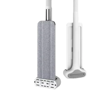 Telescopic Hands Free Flat Mop with Microfiber Head and Stainless Steel Pole for Home Wood Floor & Tile Cleaning