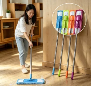 Telescopic Microfiber Chenille Flat Dust Mop with Retractable Handle