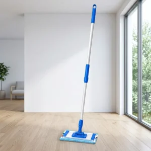 Telescopic Microfiber Flat Floor Mop with Extendable Handle, 360° Swivel Head, and Washable Pads