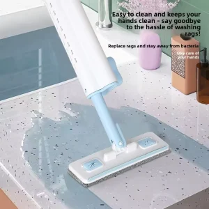 Telescopic Microfiber Mini Desktop Mop with Hands Free Labor Saving Design for Home & Kitchen Use