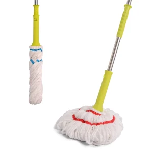 Telescopic Rod Microfiber Cotton-Head Spin Twist Floor Mop for Rectangular or Trapezoid Heads
