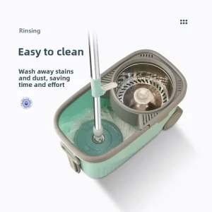 Telescopic Rotary Mop with Hands-Free Press-Type Dual-Drive Stainless Steel Design