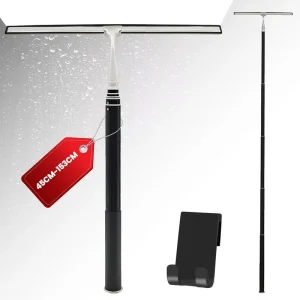 Telescopic Window Squeegee with 153cm Extendable Handle and Silicone Blade for Shower, Bathroom, Car, and Windshield