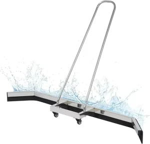 Tennis Court Squeegee with EVA Foam Blade and 360-Degree Rotatable Wheels for Sports Courts and Garages
