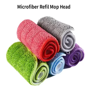 Thick Loop Pile Microfiber Flat Mop Replacement Pads, Reusable Wet and Dry