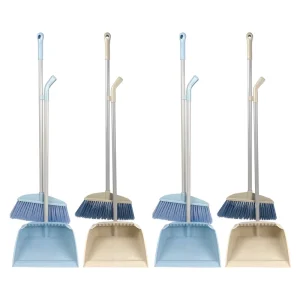 Thickened Aluminum Long Broom Handle, Plastic PP Broom Head, Soft Bristles, Broom and Dustpan Set