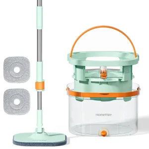 Transparent Flat Floor Mop Set with Clean-Dirty Separation and Wringer