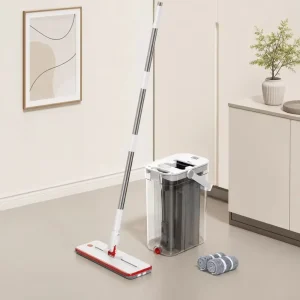 Transparent Mop and Bucket with Wringer Set for All-Floor Cleaning