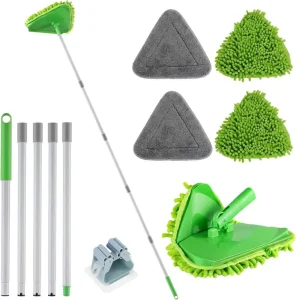 Triangle Rotating Mop with Detachable Spliced Iron Handle, Microfiber Chenille, Multi-Surface Household Cleaner