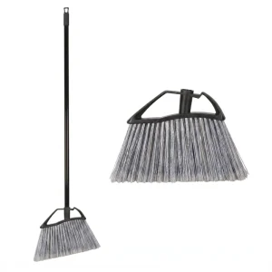 Triangular-Head Cleaning Broom with Nylon Bristles and Plastic Handle, Anti-Tangle Household Floor Sweeping Broom