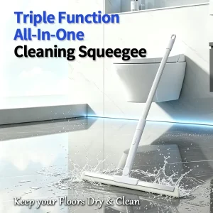 Triple-Function Cleaning Squeegee White Handle Silicone Blade for Bathroom Kitchen and Balcony Floor Drying