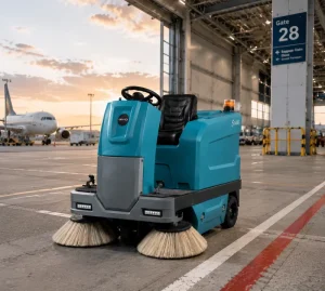 Twin Side Brush System GIYO S1400 Ride on Electric Compact Omni Directional Edge Cleaning Supermarket Floor Sweeper