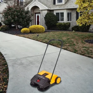 Two-Brush Walk-Behind Hand Push Floor and Road Sweeper