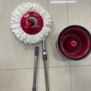 Ultra-Fine Fiber Spin Mop with Extendable Stainless Steel Handle and Cleaning Basket