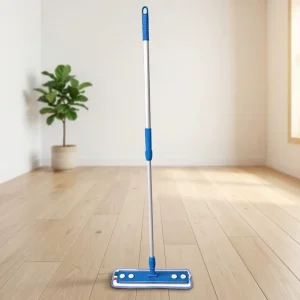 Ultra-Slim Flat Mop with Adjustable Aluminum Pole, High-Density Microfiber Pad, and Under-Furniture Reach