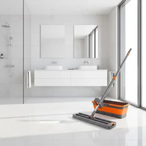 Ultrafine Fiber 360 Spin Mop with Wet Dry Separation Stainless Steel Pole Sliding Wringing and High-Capacity Bucket