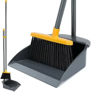 Upright Home Floor Cleaning Sweeper with Long-Handled Plastic Broom and PP Dustpan Set