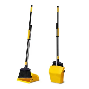 Upright Stand-Up Heavy Duty Broom and Dustpan Set with Long Handle for Courtyards, Garages, Lobbies, Malls, and Markets