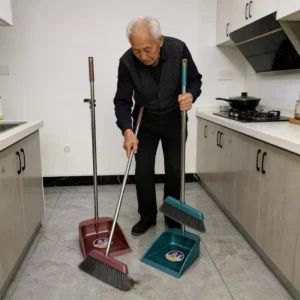 Upright Standing Home Floor Cleaning Sweeper Plastic Broom with Long Handle PP Material Broom and Dustpan Set