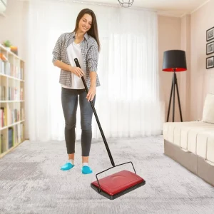 VIPaoclean Non Electric Floor Sweeper Manual Carpet Sweeper for Home Cleaning