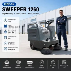 VOL 1260 Self-Propelled Floor Sweeper 1260mm Cleaning Width 6500 Sqm/h