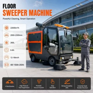 VOL-2300 Ride-On Floor Sweeper, 140 bar High-Pressure Washing, 2300 mm Cleaning Path, for Outdoor Cement Roads and Squares