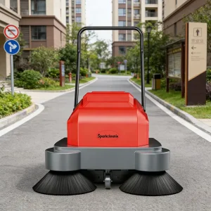 Walk-Behind Factory Floor Cleaning Device Hand-Push Industrial Floor Sweeper for Warehouse