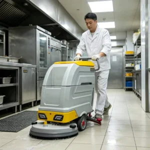 Walk-Behind Floor Scrubber Dryer for Warehouse Cleaning