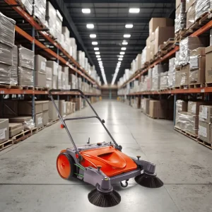 Walk-Behind Manual Electric Road Sweeper, Self-Propelled, 55L Dustbin, 3650 m²/h Efficiency, Cold Water Cleaning