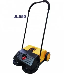 Walk-Behind Manual Road Sweeper Outdoor Floor Cleaning Machine with Plastic Brush Components