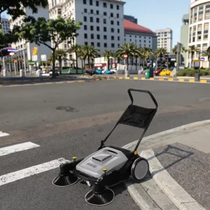 Manual Hand Push Street Sweeper Unpowered Workshop Sweeping Machine Walk Behind Design Cleaning Essential Brush