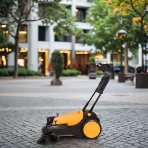 Walk-Behind Two-Sided Brush Floor Sweeper for Paper Scraps and Small Debris