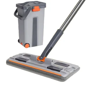 Wash Flat Mop and Squeeze Mop Bucket Set for Household Floor Cleaning