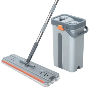 Washable Flat Mop Set with Squeeze Mop and Bucket