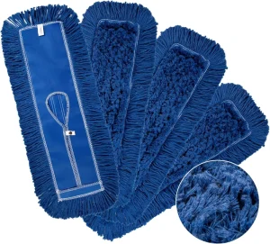 Washable Full-Cloth Dust Mop Heads with Button Design and Anti-Hair-Tangling Mop Pads