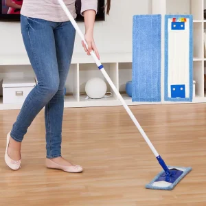 Washable Microfiber Manual Mop Head Replacement with Reusable Self-Wringer and Rectangular Cloth