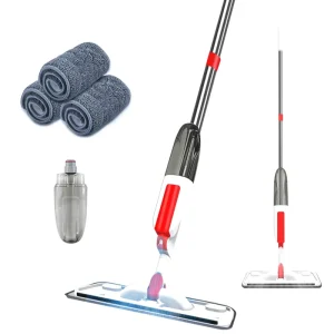 Washable Microfiber Spray Flat Mop with 350ml Water Bottle for Wet and Dry Floor Cleaning