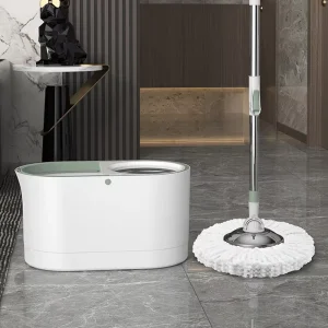 Wastewater Separation Spin Mop and Bucket Set Slim Oval Rotating Mop with Clean & Dirty Water Tank Floor Cleaning System
