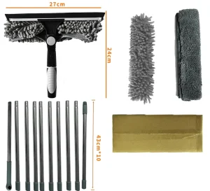 Water-Absorbing Dust-Removing Chenille Fabric Window Cleaning Mop 2-in-1 Window Cleaning Scraper