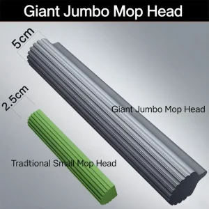 Water Pickup Sponge Mop with Self-Wringing PVA Head for Tile and Marble