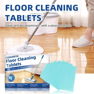 Water Soluble Eco Friendly Disposable Floor Cleaning Sheets Multi Surface Effect Tablets Fresh Scent Blue 16 Sheets Per Bag for