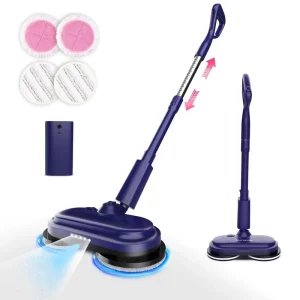 Water-Spray Cordless Electric Spin Mop with 2600mAh Detachable Battery and Adjustable Handle for Household and Hotel Use