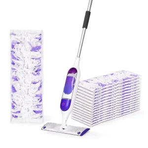 Water Spray Flat Mop with 10 Disposable Pads, for Hardwood Floor Cleaning